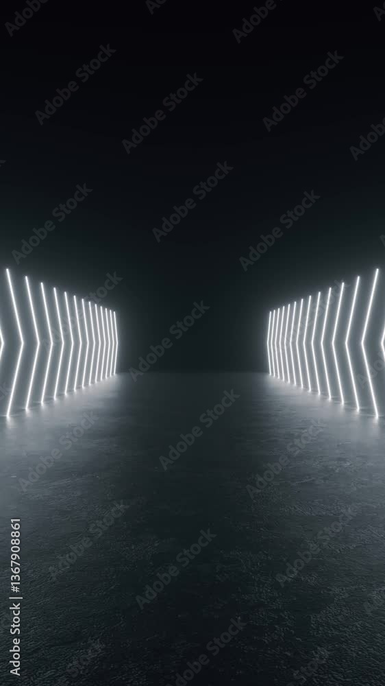 Poster explore a dark tunnel with intense white lights emanating from it, creating a striking visual effect