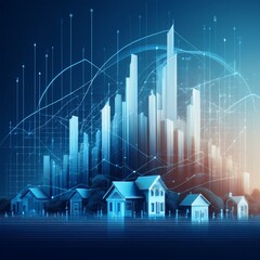 Naklejka premium creative abstract concept of real estate growth with graphs, business concept