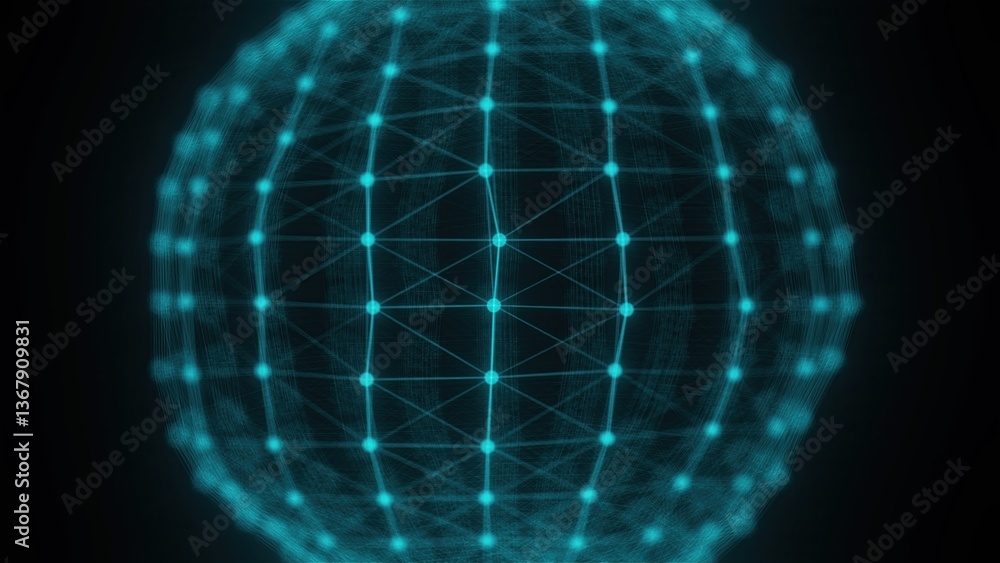 Poster plexus planet sphere of dots and lines. computer generated 3d render