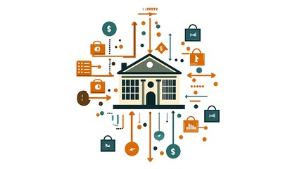 Fototapeta premium Financial institution interconnected system