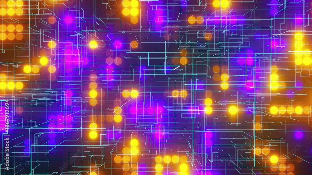 Poster abstract digital background with lines and dots. computer generated 3d render