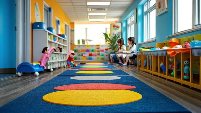 Classroom Corridor: Capture a vibrant classroom corridor, where children play, learn, and grow.