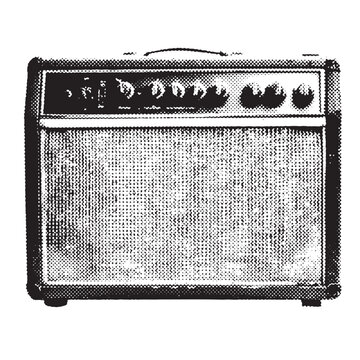guitar amplifier halftone grunge vector design element