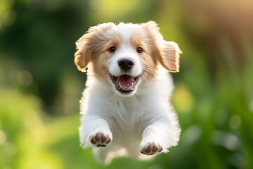 Puppy Leaning in Air, Sunny Day