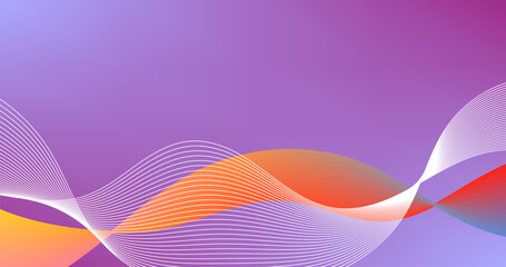 Gradient Purple Abstract background with wavy lines. Colorful gradient. Vector illustration.