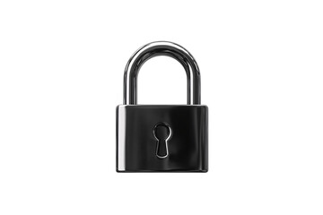Shiny chrome padlock with a minimalist design. Sleek, smooth surface and prominent keyhole. Ideal for secure storage or stylish modern branding visuals, isolated on a transparent background