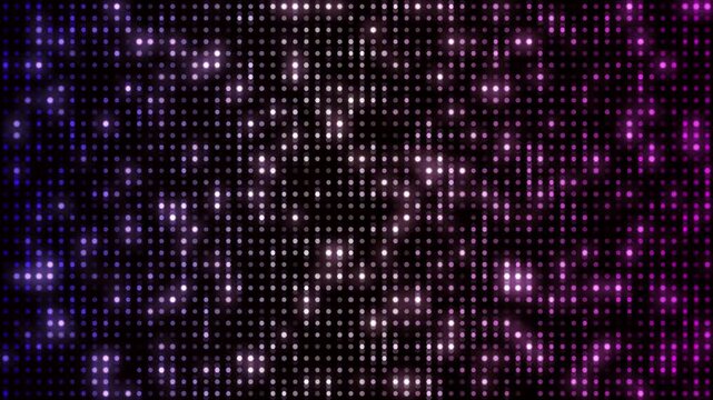 Shimmering disco lights party background. Night club music video animation. LED spotted screen seamless looping motion glamour effect