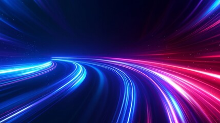 Futuristic neon light trails in motion for creative design backgrounds