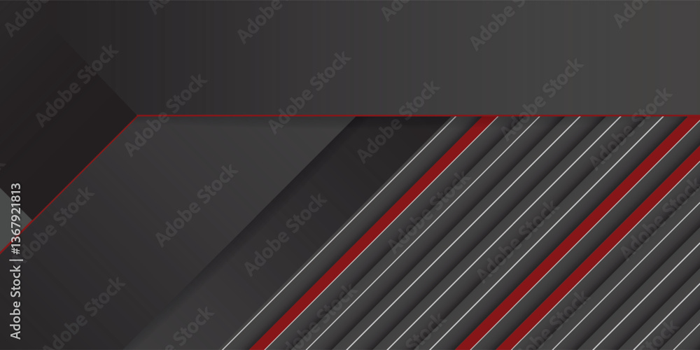 Poster abstract background technology minimal black and red paper lines. geometric vector design concept.