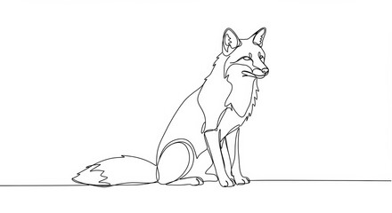 Elegant Fox: A Minimalist Line Drawing Emphasizing Simplicity and Cleanliness 
