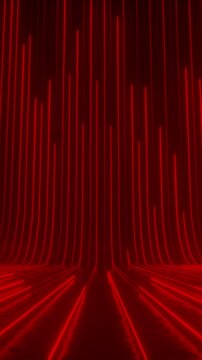 Abstract futuristic neon background, red glowing lines, laser beams, light speed. Dynamic wave motion. 3d rendering digital animation 4K Looping seamless