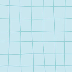 歪んだ手描き風の格子柄背景_青