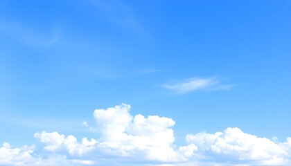 Fototapeta premium Beautiful Summer Day Sky with Fluffy White Clouds Vivid Blue Background Perfect for Design Projects