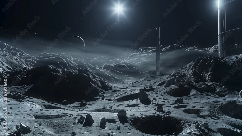 Aufkleber this activity involving asteroid regolith mining and refinery operations in a distant celestial sett