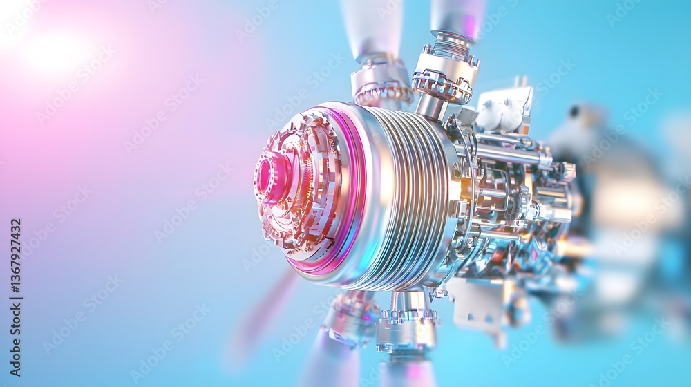 Poster 3d ultra modern ai controlled gas turbine generator futuristic high efficiency energy system renderi