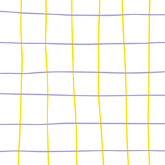 歪んだ手描き風の格子柄背景_紫と黄色