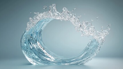 Circular Water Wave Splash on Light Grey Background