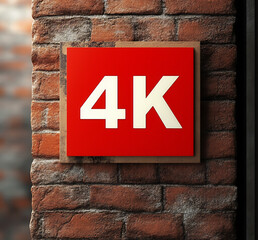4K sign on brick wall background