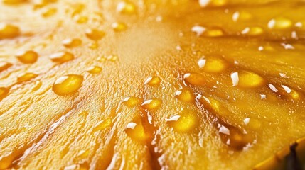 Close-up pineapple slice with water droplets