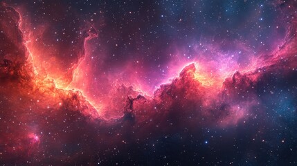 Fototapeta premium Cosmic Nebula, Red and Blue Gaseous Clouds, Starry Background, Space Exploration