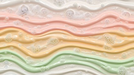 Pastel cosmetic layers with bubbles