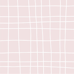 歪んだ手描き風の格子柄背景_くすんだピンク