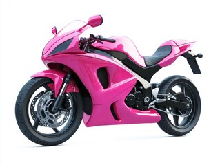 Obraz premium Glossy Pink Sportbike on White Background