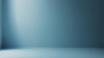 Empty Blue Room Interior with Soft Lighting for Background or Presentation