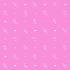 Abstract seamless pattern with ice cream. Retro checkered  pink background.