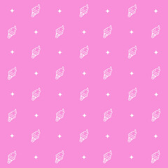Abstract seamless pattern with ice cream. Retro checkered  pink background.