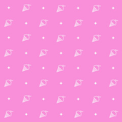 Abstract seamless pattern with ice cream. Retro checkered  pink background.
