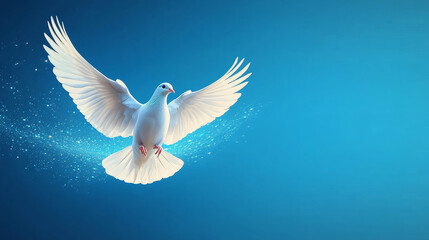 Fototapeta premium A white dove flying in the sky