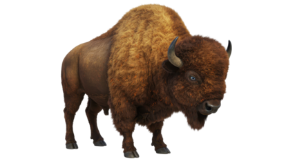 Isolated Brown Bison in Nature