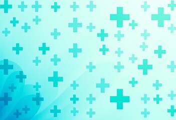 Naklejka premium Abstract medical background with green and blue cross pattern, subtly textured, clean, medical wallpaper