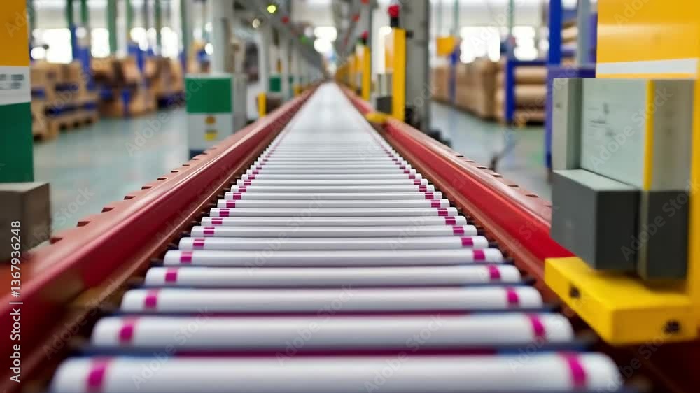 Poster efficient conveyor technology in industrial engineering enhances production and logistics systems fo