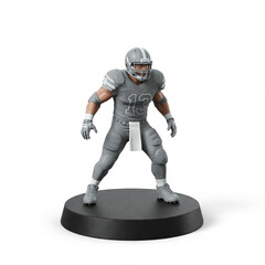 Miniature American Football Player in Action, white background
