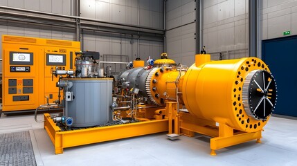 Futuristic AI optimized high tech industrial energy processing plant featuring a cutting edge cyber industrial aesthetic with advanced machinery pipelines