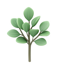 Stylized tree with rounded green leaves and brown trunk PNG on Transparent Background