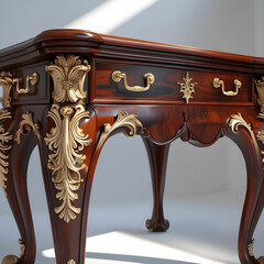 A majestic handcrafted mahogany office table featuring exquisite detailing.