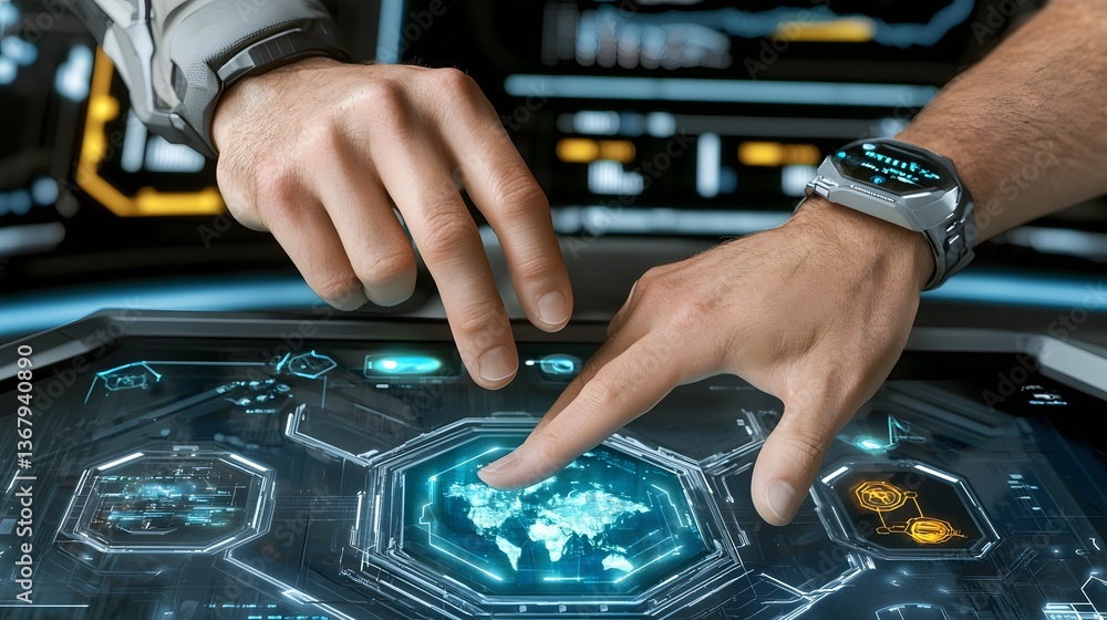 Aufkleber futuristic digital freelancer hub powered by and blockchain technology real time gig updates in holo