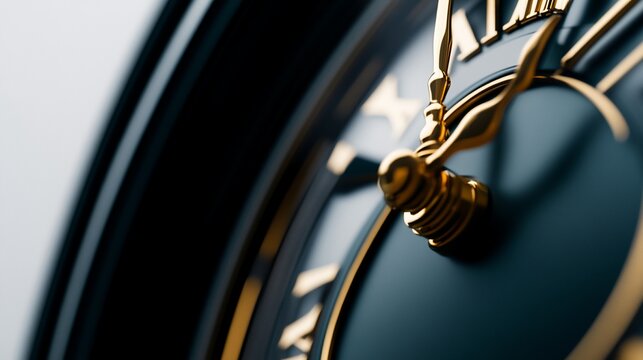 Luxurious Clock Face with Golden Hands Displaying Timeless Elegance