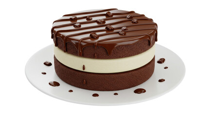 Isolated Chocolate Cake with Cream Filling