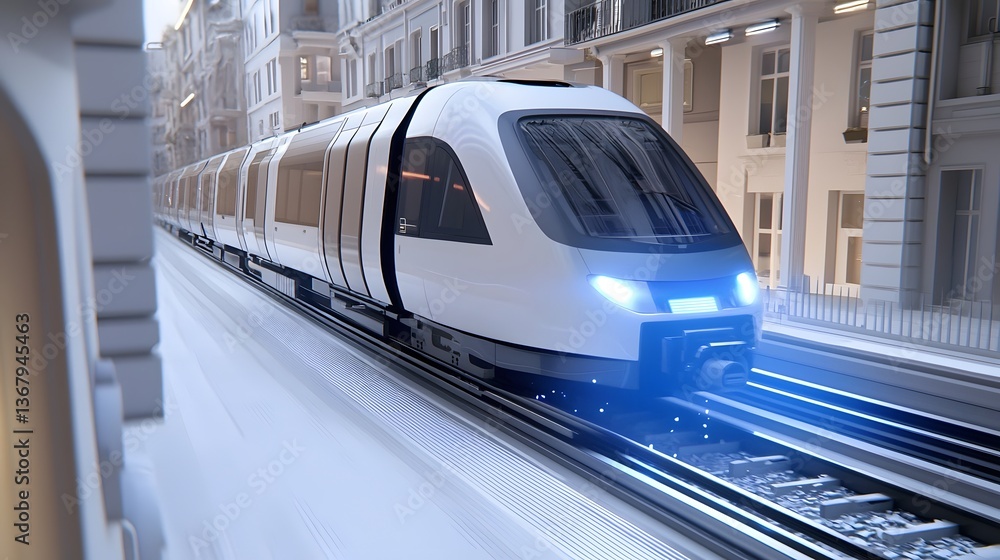 Poster high speed urban metro system expansion with ai powered traffic flow optimization modern infrastruct
