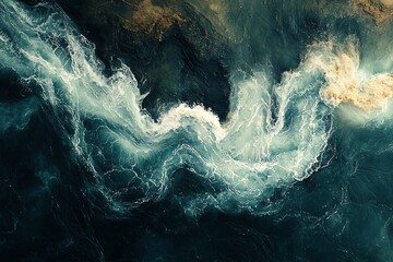 A series of interconnected rivers converging into a single powerful stream, symbolizing the strength of collaboration