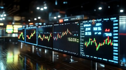 Fototapeta premium market heatmap display showing stock ticker board, set in cyber grid platform, high-detail data visualization
