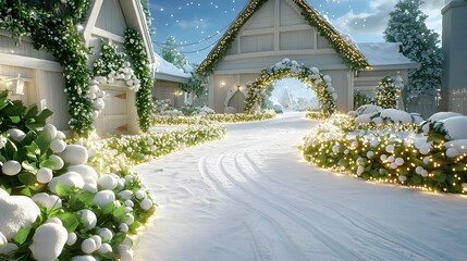 Magical Christmas Zoo Night Event with Festive Lights Joyful Families Snow Covered Pathways and Glowing Creating a Cinematic Winter Wonderland Storytelling Space