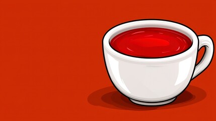 Pixel Art White Cup of Red Liquid on Burnt Orange Background