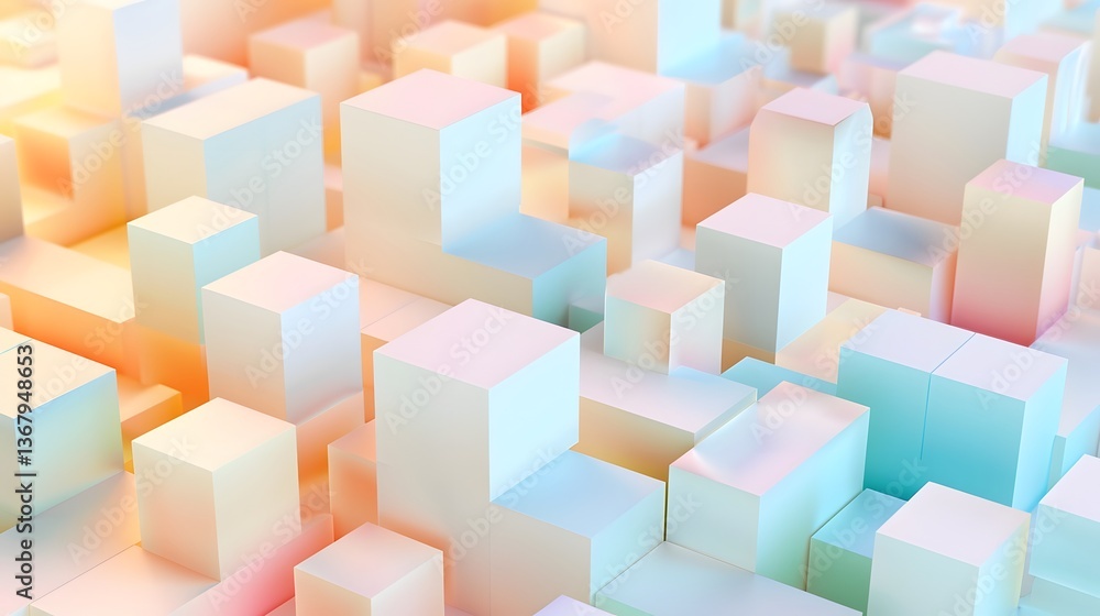 Aufkleber mesmerizing pastel cube pattern with subtle 3d illusion futuristic yet soft aesthetic captivating di