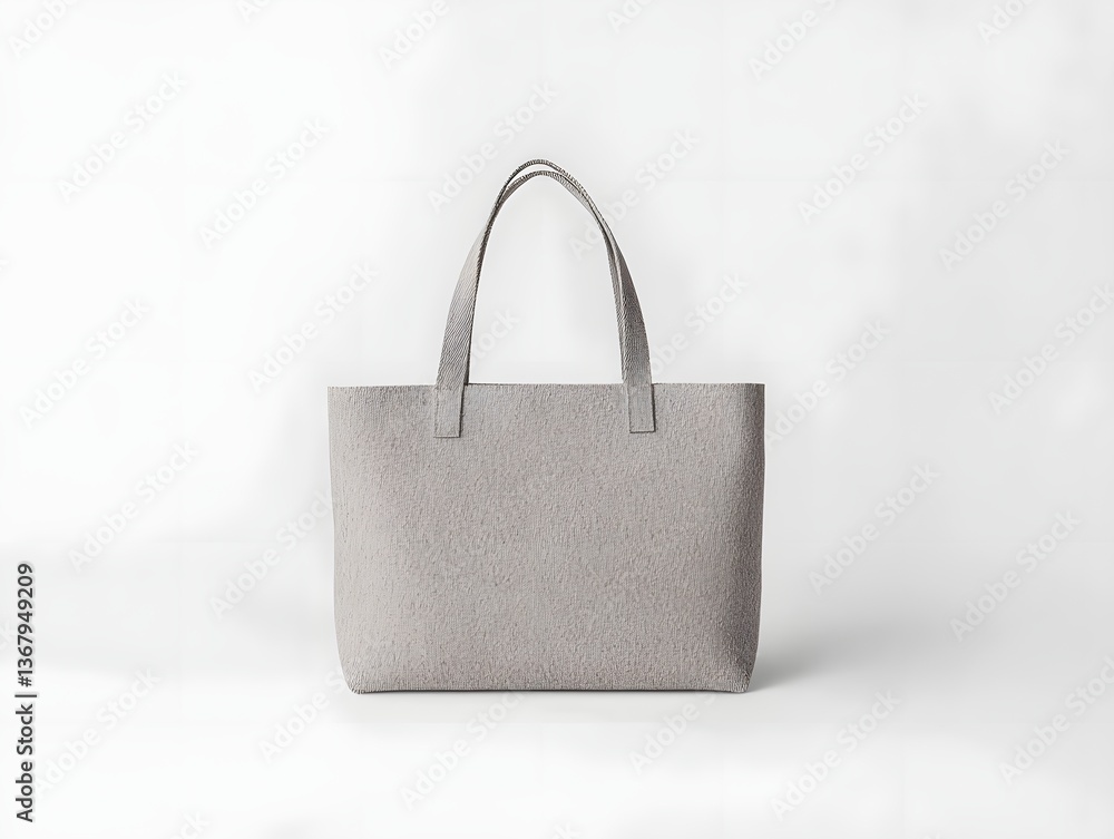 Poster minimalist neutral colored tote bag with a soft textured fabric in an isolated studio setting the si