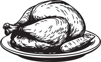 vector illustration of chicken meat on a plate